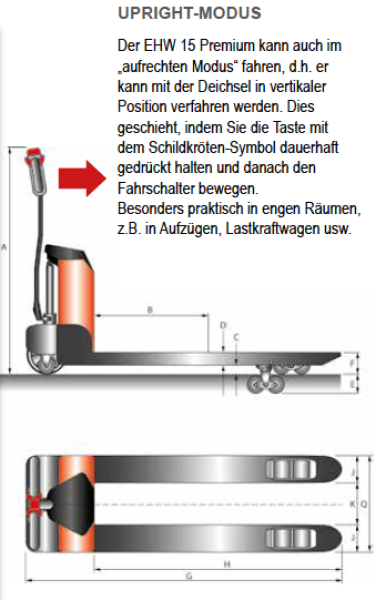 Elektrohubwagen bis 1500 kg EHW 15 PREMIUM